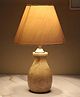 Tu Casa Mangowood Pot Style Table Lamp For Home Decoration, Bedroom, Living Room, Lounge, Office, Festival Gifting, Study Table (Off White With Cotton Shade) H - 13