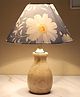 Tu Casa Mangowood Pot Style Table Lamp For Home Decoration, Bedroom, Living Room, Lounge, Office, Festival Gifting, Study Table (Narcissue Floral Print With Satin Shade) H - 13