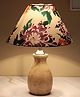 Tu Casa Mangowood Pot Style Table Lamp For Home Decoration, Bedroom, Living Room, Lounge, Office, Festival Gifting, Study Table (Carnation Print With Satin Shade) H - 13