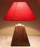 Tu Casa Mangowood Pyramid Style Table Lamp For Home Decoration, Bedroom, Living Room, Lounge, Office, Festival Gifting, Study Table (Red  With Cotton Shade) H - 13