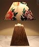 Tu Casa Mangowood Pyramid Style Table Lamp For Home Decoration, Bedroom, Living Room, Lounge, Office, Festival Gifting, Study Table (Carnation Print With Satin Shade) H - 13
