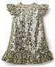 Kookie Kids Woven Frill Sleeves A-Line Party Dress With Sequin Detailing - Golden