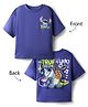 Pine Kids Disney Terry Knit Half Drop Shoulder Sleeves Oversized T-Shirt with Front & Back Lilo n Stitch Graphics - Purple