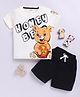 Little Ninja Cotton Half Sleeves Bear Printed Tee & Shorts Set - Multi Colour
