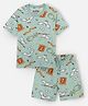 Nap Chief Cotton Harry Potter Magic Printed Half Sleeves Relaxed Fit T-Shirt With Shorts Set - Green