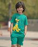 Nap Chief Cotton Pluto Printed Half Sleeves Relaxed Fit T-Shirt With Shorts Set - Green