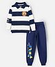 Nap Chief Pure Cotton Disney Mickey & Friends Featuring Full Sleeves Donald Duck Printed & Striped Sweatshirt & Joggers Set - Navy Blue