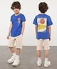 J&JP Cotton Half Sleeves Beach Theme Printed Tee & Shorts Set - Blue