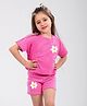 J&JP Cotton Half Sleeves Floral Printed Coordinating Tee & Shorts Set - Pink