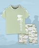 J&JP Cotton Half Sleeves Camouflage Printed Coordinating Tee & Shorts Set - Green