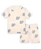 J&JP Cotton Half Sleeves Baby Elephant Printed Tee & Coordinating Shorts Set - Half White