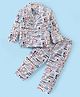 Rikidoos Cotton Woven Full Sleeves Doodle Art Printed Coordinating Night Suit Set - White