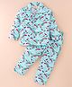 Rikidoos Cotton Woven Full Sleeves Unicorn Printed Coordinating Night Suit Set - Sky Blue
