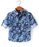 Rikidoos Full Sleeves Floral Printed Shirt With Attached Tee - Blue & Melange