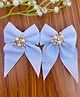 Radhya accessories Bow Applique Detailed & Pearls Embellished Alligator Hair Clips - White