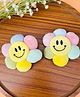 Radhya Accessories Set Of 2 Smiley Floral Designed Plushy Hair Clips - Multi Colour
