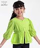 Arias Woven Full Sleeves Front Open Schiffli Dress - Limegreen