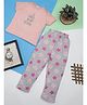 RAINE AND JAINE Cotton Knit Half Sleeves I Dance In My Dreams Text & Star Printed Night Suit Set - Peach & Grey