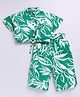 M'andy Half Sleeves Tropical Theme Printed Coordinating Crop Shirt Style Top & Pant Set - Green