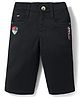 Noddy Cotton Lycra Patch Detailed & Typography Printed Jamaican Shorts - Black