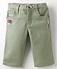 Noddy Cotton Lycra Patch Detailed & Typography Printed Jamaican Shorts - Pista Green