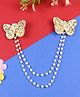 Asthetika Butterfly Designed Sequins Embellished Hair Clip With Beaded Chain - Gold