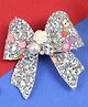 Asthetika Bow Glitter Applique Detailed & Floral Embellished Hair Clip - Silver