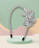 Asthetika Beads Embellished Floral Applique Detailed Hair Band - Silver