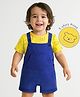 Doodle Poodle 100% Cotton Knit Half Sleeves Bear Printed T-Shirt with Dungaree - Yellow & Blue