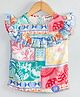 Hugsntugs Cotton Half Sleeves Floral & Leaves Printed Top - Multi Colour