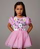 Cherry Crumble By Nitt Hyman Half Puffed Sleeves Floral Shaped Sequins Embellished Bow Applique Detailed Dress - Pink