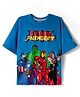 Pine Kids Marvel Terry Knit Drop Shoulder Half Sleeves Oversized T-Shirt with Avengers Graphics - Blue
