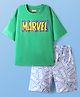 Pine Kids Marvel 100% Cotton Over Size Drop Shoulder Half Sleeves Shorts Night Suit With Avenger Graphics - Multi Colour
