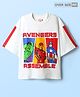 Pine Kids Marvel Single Jersey Knit Oversized Drop Shoulder Half Sleeves T-Shirt with Avengers Graphics - White