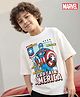 Pine Kids Marvel Single Jersey Knit Half Drop Shoulder Sleeves Oversized T-Shirt With Captain America Graphics - White