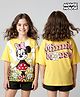 Pine Kids Disney Single Jersey Knit Oversize Drop Shoulder Half Sleeves T-Shirt with Front and Back Minnie Mouse Graphics - Yellow