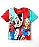 Babyhug Disney Single Jersey Knit Half Sleeves T-Shirt With Mickey And Friends Graphics - Red & Aqua Blue