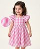 Mark & Mia Half Raglan Sleeves Checkered Frock - Pink