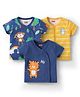 Babyhug 100% Cotton Interlock Knit Front Open jhabla With Animal Print Pack Of 3 - Navy Blue & Yellow