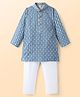 Ridokidz Full Sleeves Abstract Printed Kurta Pyjama - Light Blue
