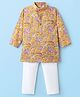 Ridokidz Full Sleeves Floral Printed Kurta Pyjama - Mustard