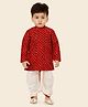 little desi Cotton Full Sleeves Bandhani Printed Dhoti Kurta Set - Red