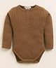 Cot & Candy Organic Cotton Full Sleeves Ribbed Onesie - Chocolate