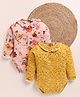 Cot & Candy Organic Cotton Pack Of 2 Full Puffed Sleeves Floral Printed Onesies - Peach & Yellow