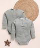 Cot & Candy Organic Cotton Pack Of 2 Full Sleeves Solid & Checked Onesies - Grey