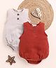 Cot & Candy Muslin Pack Of 2 Sleeveless Solid Onesies - Grey & Brown
