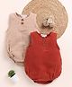 Cot & Candy Muslin Pack Of 2 Sleeveless Solid Onesies - Latte & Brown