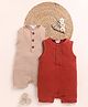Cot & Candy Muslin Pack Of 2 Sleeveless Solid Rompers - Latte & Brown