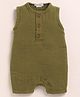 Cot & Candy Muslin Sleeveless Solid Romper - Olive Green