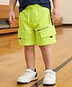 Babyhug Terry Knit Mid Thigh Length Text Printed Shorts With Front Pockets -Lime Green